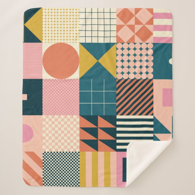 Couverture Sherpa Design motif abstrait géométrique moderne avec sim (Devant)