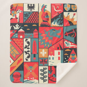 Couverture Sherpa Design motif médiéval sans soudure. Texti de décor