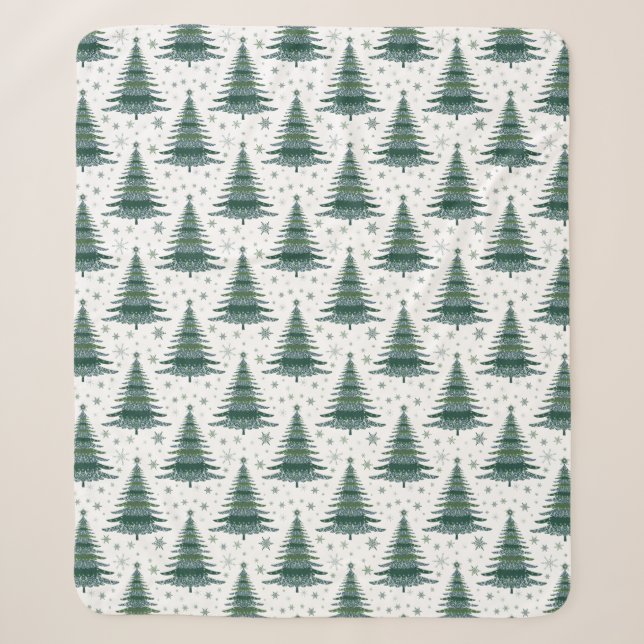 Couverture Sherpa Design Motif vert de l'arbre de Noël (Devant)
