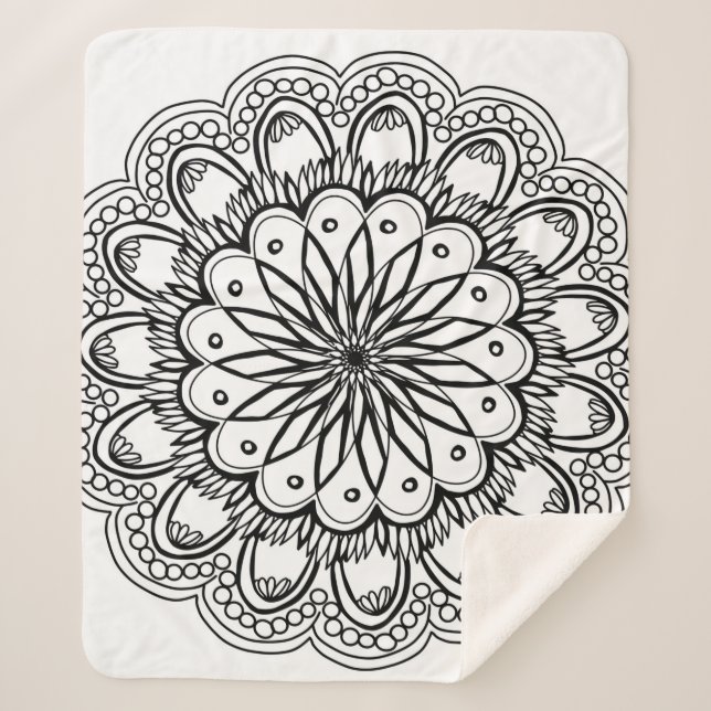 Couverture Sherpa Dessin à main de mandala de fleurs (Devant)