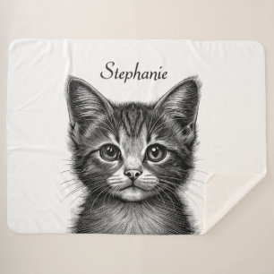Couverture Sherpa Dessin adorable de Young Cat