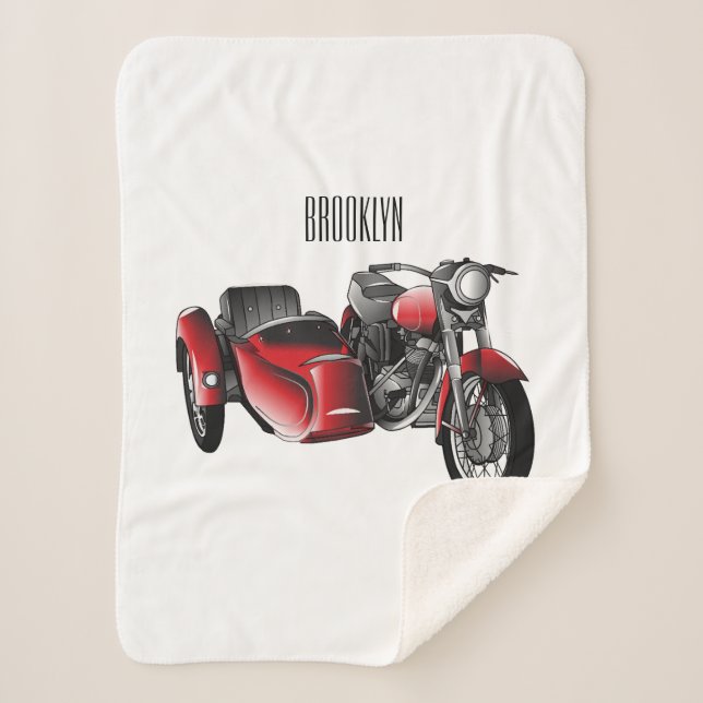 Couverture Sherpa dessin animé de la moto Sidecar (Devant)