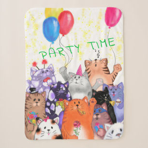 Couverture Sherpa Dessin de fête des chats Sherpa Blanket Chats amus