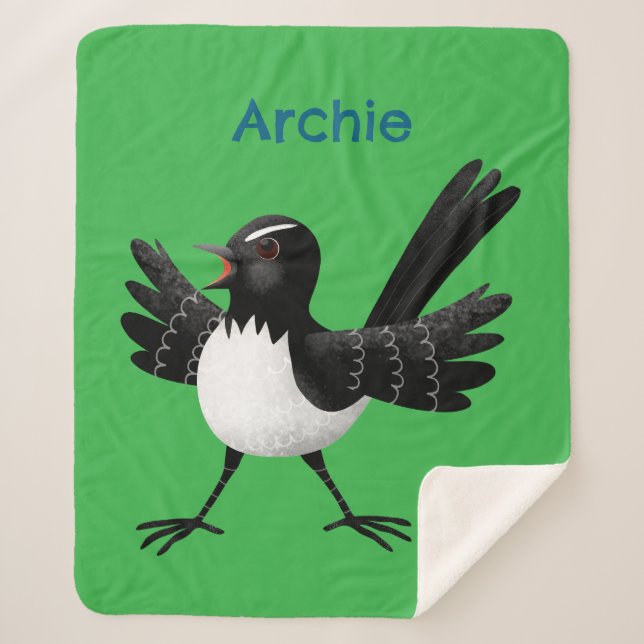 Couverture Sherpa Dessin de l'Australien Willie Wagtail (Devant)