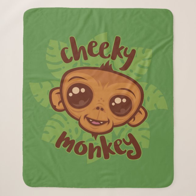Couverture Sherpa Dessin de primate de singe mignon (Devant)