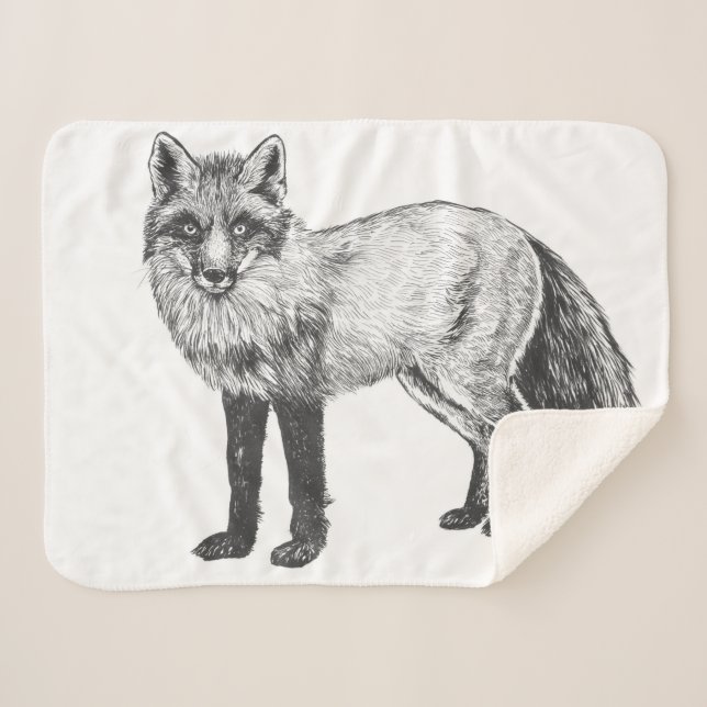 Couverture Sherpa Dessin Fox (Devant (Horizontal))