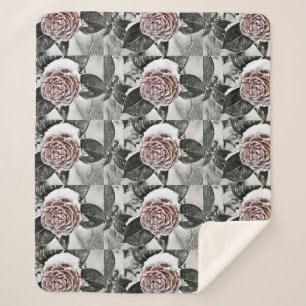 Couverture Sherpa Dessin Rose de neige congelée
