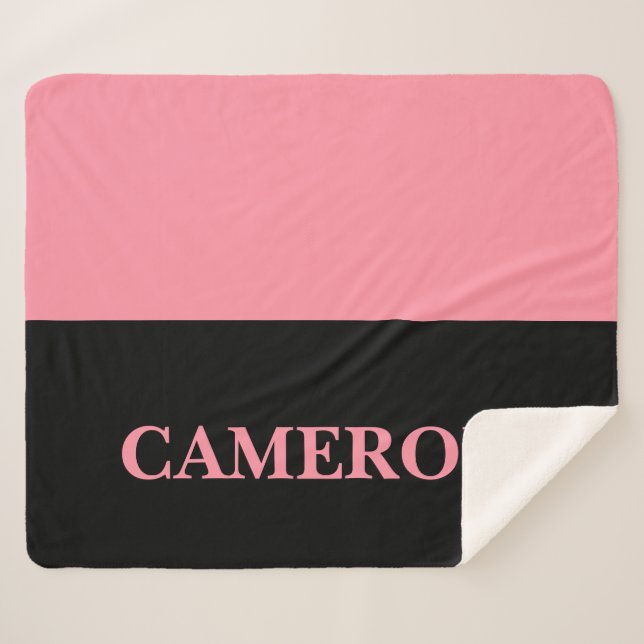 Couverture Sherpa Deux couleurs tendance | Nom | Rose noir et Saumon (Devant (Horizontal))