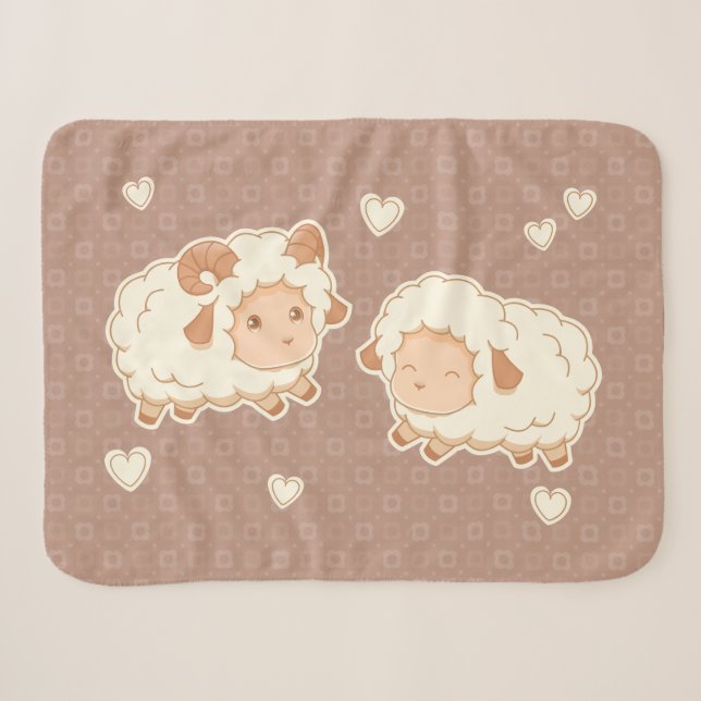 Couverture Sherpa Deux mignons petits moutons sur Brown (Devant (Horizontal))