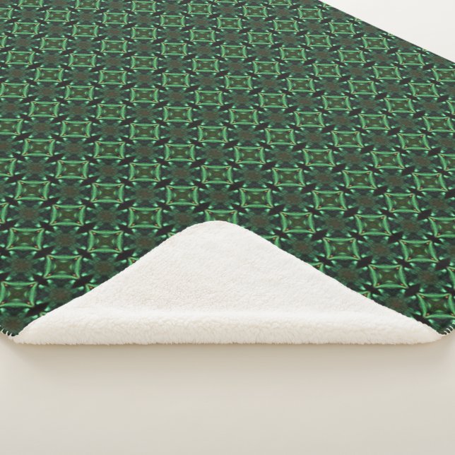 Couverture Sherpa Diamants vert émeraude magnifique art géométrique (3/4)