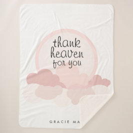Couverture Sherpa Dieu merci pour vous | Nuages rose et neutre