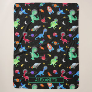 Couverture Sherpa Dinosaures astronautes à l'aquarelle dans l'espace