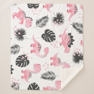 Couverture Sherpa Dinosaures roses : Motif Enfants mignons.