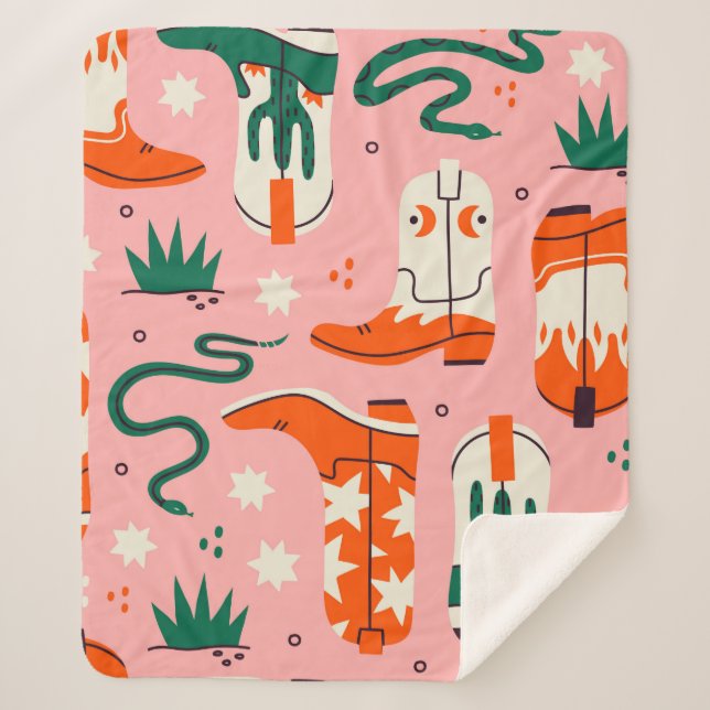 Couverture Sherpa Divers motif bottes de cowboy (Devant)