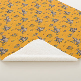 Couverture Sherpa Diwali Elephant in Golden Field Toile de Jouy