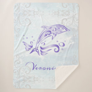 Couverture Sherpa Dolphin violet personnalisé Sherpa Blanket