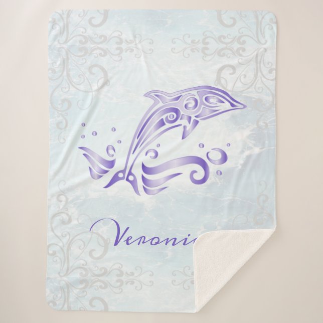 Couverture Sherpa Dolphin violet personnalisé Sherpa Blanket (Devant)