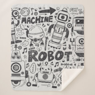 Couverture Sherpa doodle robot élément, illustrateur ligne outils ti