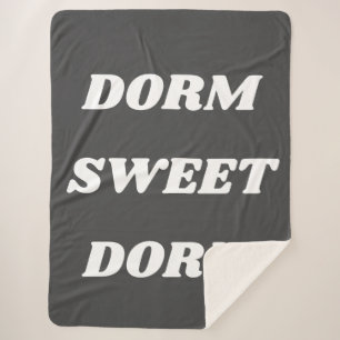 Couverture Sherpa Dorm Sweet Dorm en noir et blanc