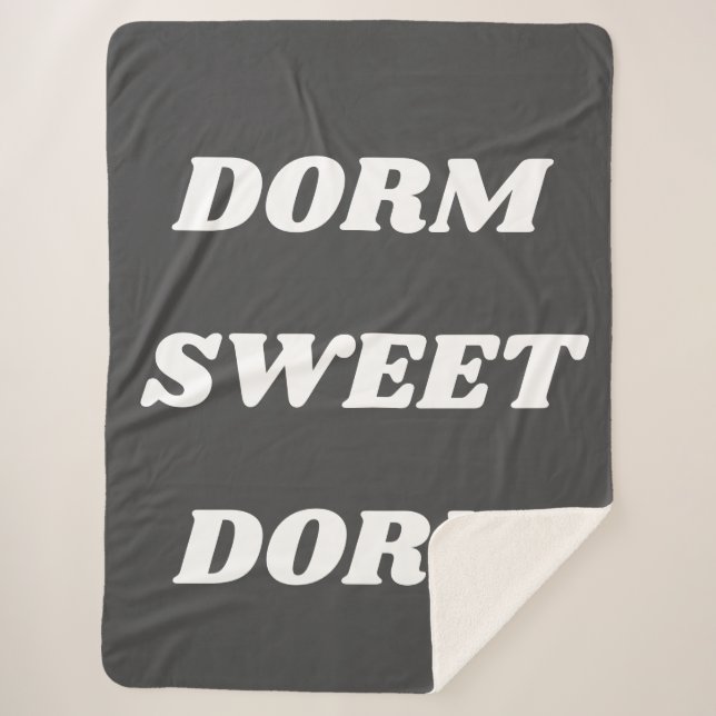 Couverture Sherpa Dorm Sweet Dorm en noir et blanc (Devant)