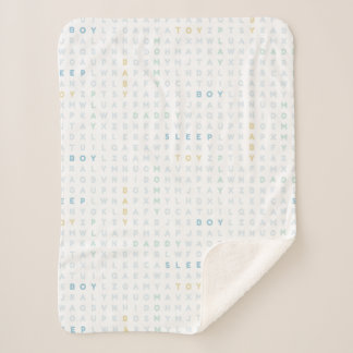 Couverture Sherpa Douce Alphabet ABC Garçon Bébé Couleurs Pastel Ble