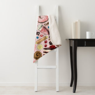 Couverture Sherpa Douceurs sur rose