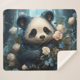Couverture Sherpa Doux Ours De Panda Chez Les Roses De La Jungle