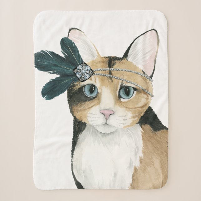 Couverture Sherpa Downton Cat | Bejeweled With Feathers (Devant)