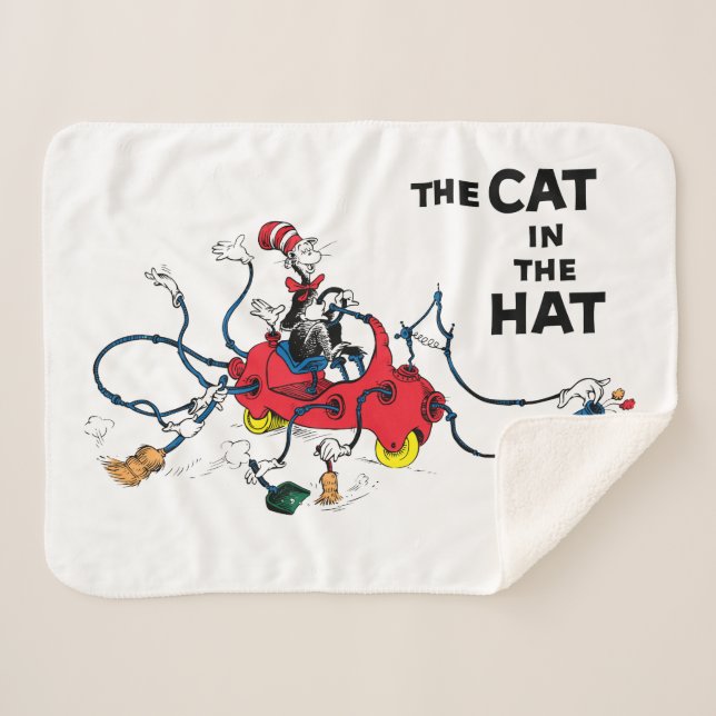 Couverture Sherpa Dr Seuss | Chat dans le Casquette nettoie vers le  (Devant (Horizontal))