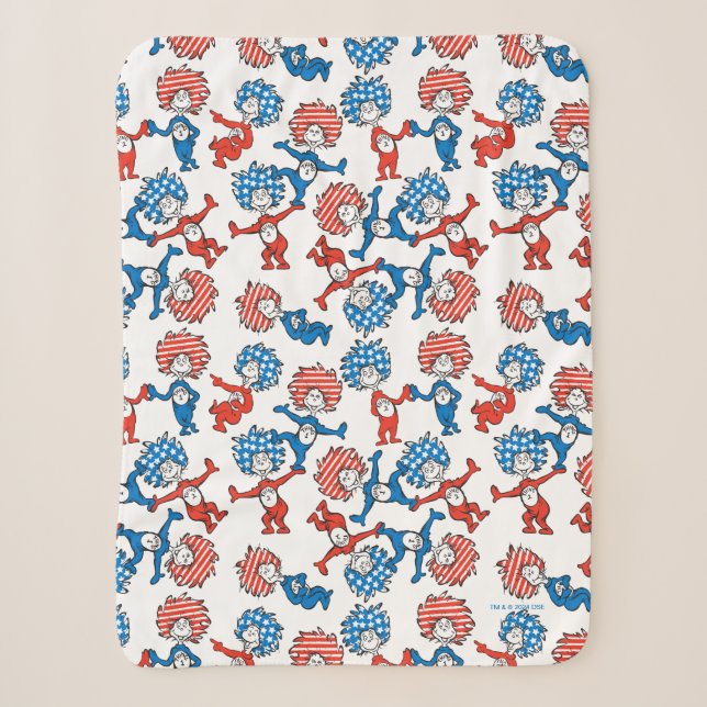 Couverture Sherpa Dr Seuss | Chose Une Chose Deux Motifs du drapeau  (Devant)