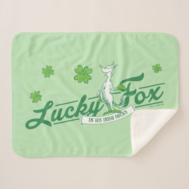 Couverture Sherpa Dr Seuss | Lucky Fox Dans Ses Chaussettes Irlandai (Devant (Horizontal))