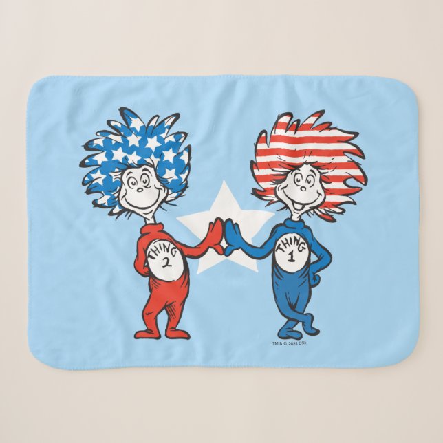 Couverture Sherpa Dr Seuss | Une chose Deux graphiques patriotiques (Devant (Horizontal))
