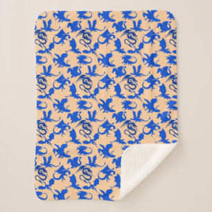 Couverture Sherpa Dragon motif 02 blue.bwx4 Lorange BG