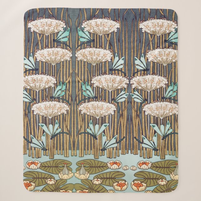 Couverture Sherpa Dragonflies Water Lilies Marais Art Nouveau (Devant)
