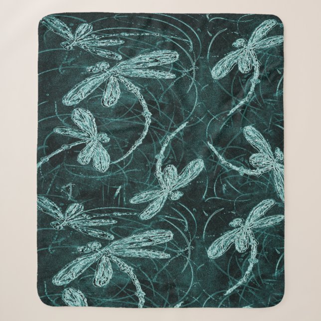 Couverture Sherpa Dragonfly Disco Midnight Blue (Devant)