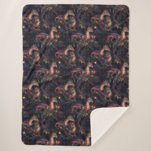 Couverture Sherpa Dragons pourpres perchés dans les arbres