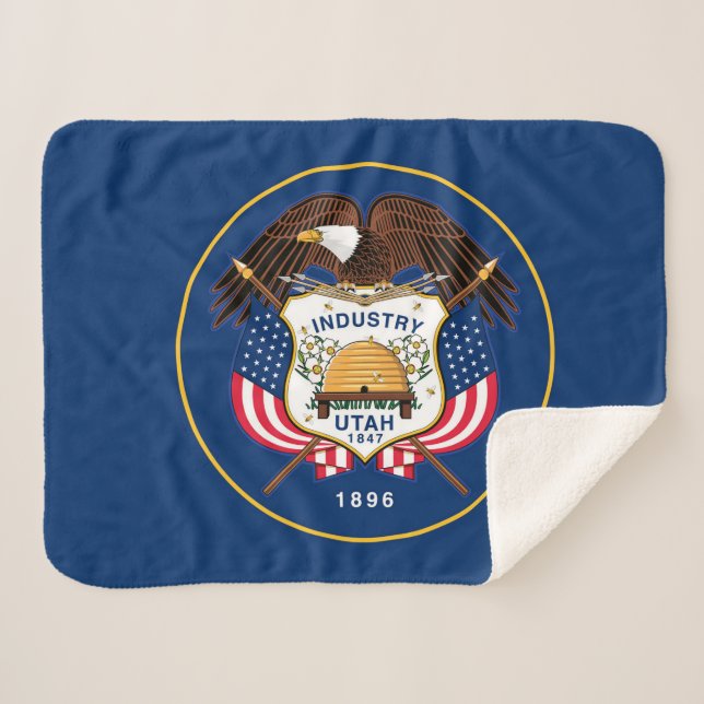 Couverture Sherpa Drapeau de l'État de l'Utah Imprimer Patriotique (Devant (Horizontal))