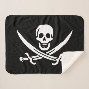 Couverture Sherpa Drapeau de pirate Crâne croisé épées