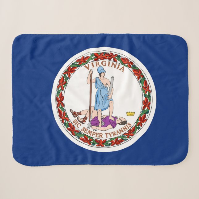 Couverture Sherpa Drapeau d'état de Virginie Imprimer Patriotique (Devant (Horizontal))