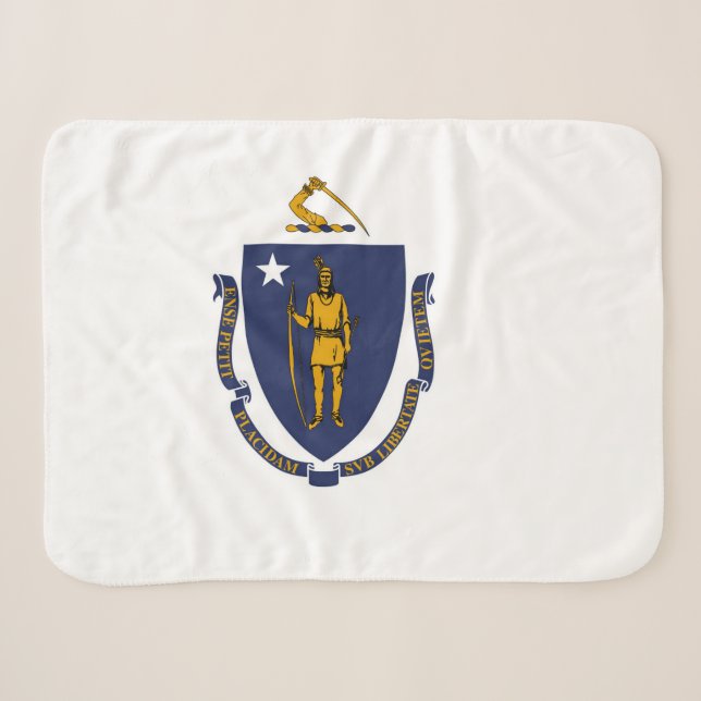Couverture Sherpa Drapeau d'Etat du Massachusetts Imprimer Patriotiq (Devant (Horizontal))