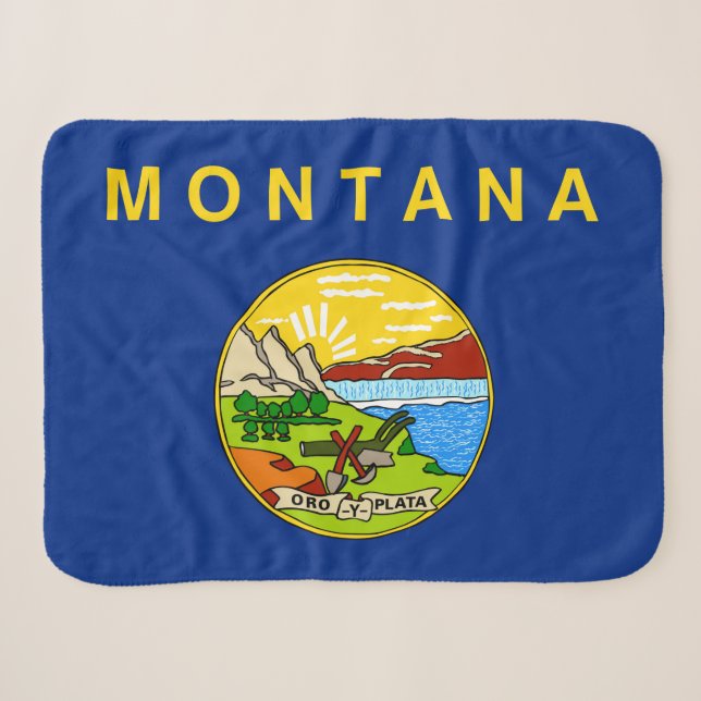 Couverture Sherpa Drapeau d'état du Montana Imprimer Patriotique (Devant (Horizontal))