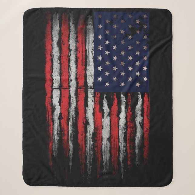 Couverture Sherpa Drapeau Grunge U.S.A (Devant)