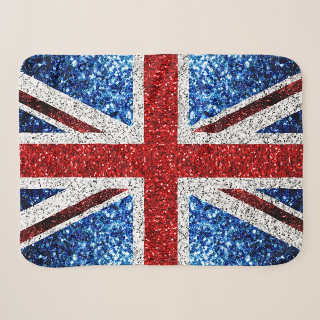 Couverture Sherpa Drapeau rouge bleu blanc brillant parties scintill (Devant (Horizontal))