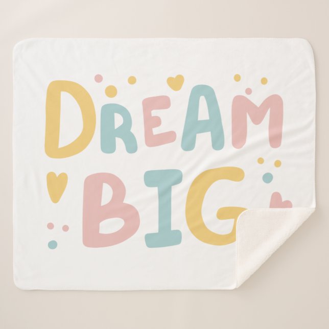 Couverture Sherpa Dream Big Pastel Hearts (Devant (Horizontal))