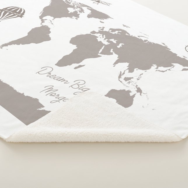 Couverture Sherpa Dream Big World Traveler Nom de bébé personnalisé (3/4)