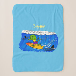 Couverture Sherpa Drôle caricature de surf de lézard au cou