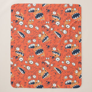 Couverture Sherpa Drôle de monstre orange visage criant 