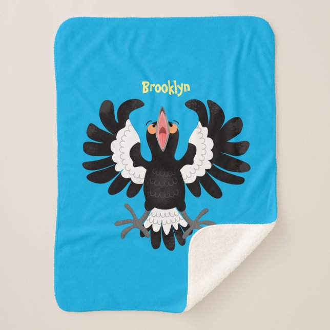 Couverture Sherpa Drôle dessin animé de Magpie australienne (Devant)