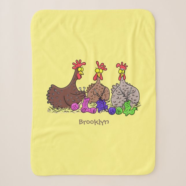 Couverture Sherpa Drôle dessin animé de poulets de tricot (Devant)