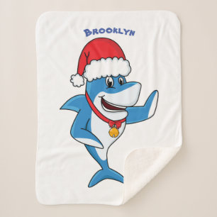 Couverture Sherpa Drôle dessin animé de requin de Noël